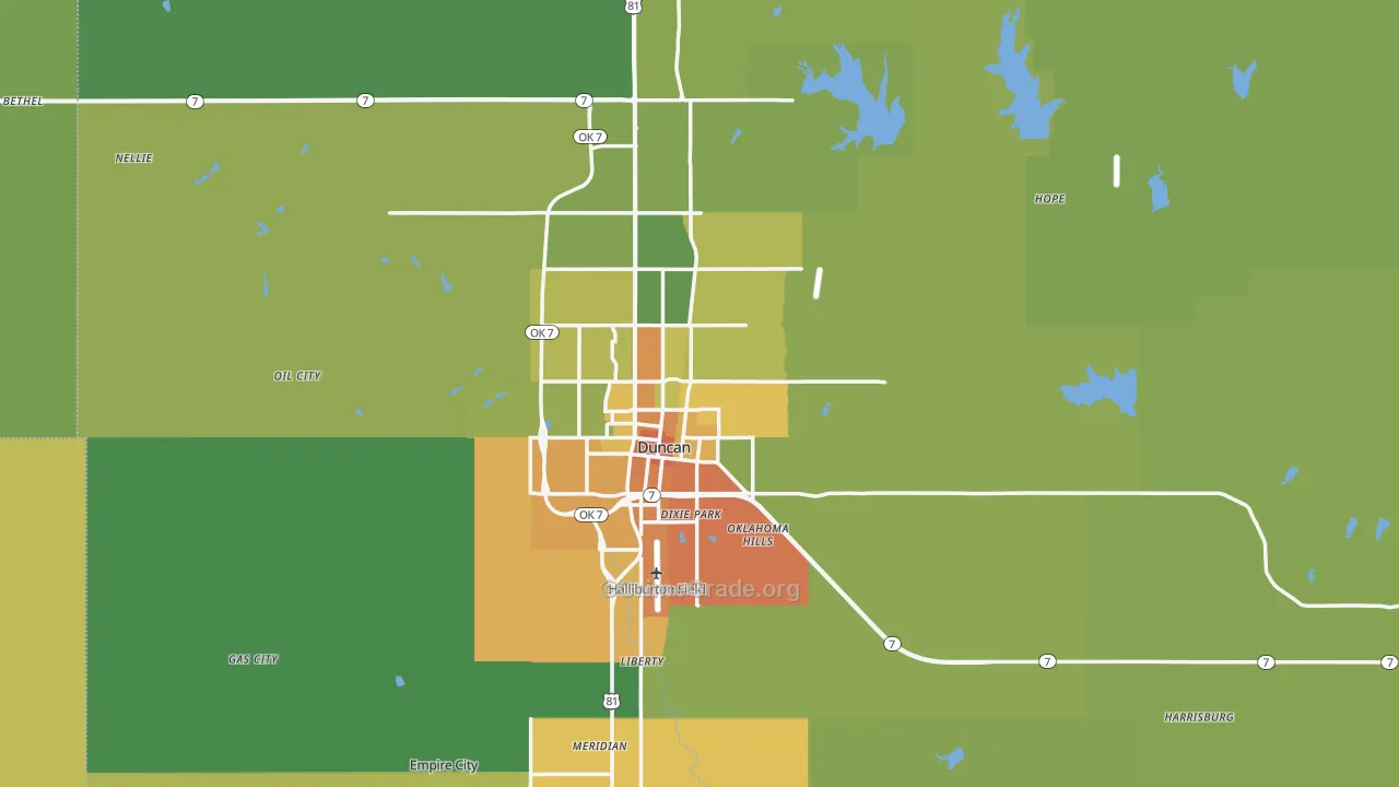 Stephens County, OK Map of Burglary Rates