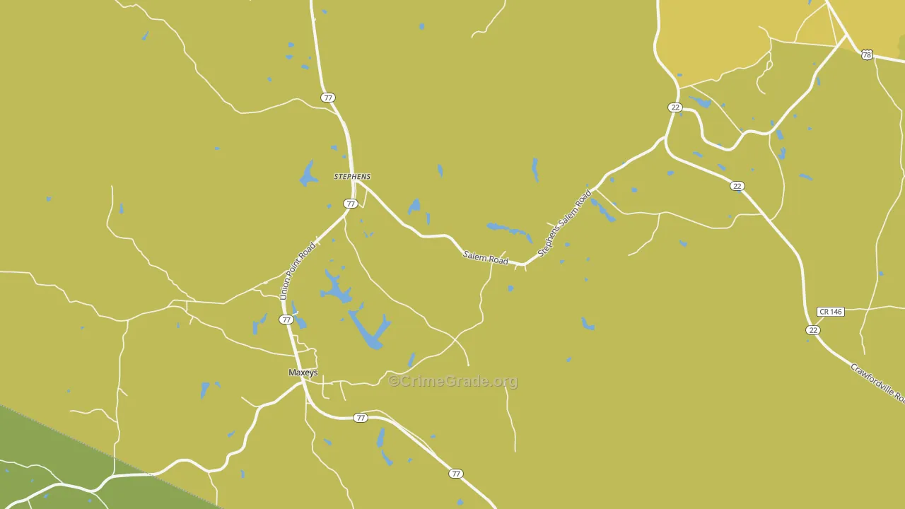 Stephens, GA Map of Burglary Rates