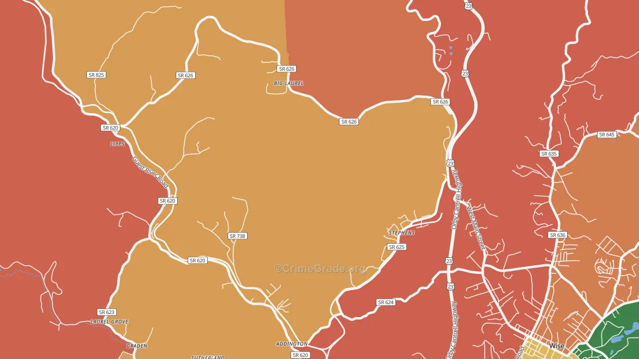 Stephens, VA Map of Burglary Rates