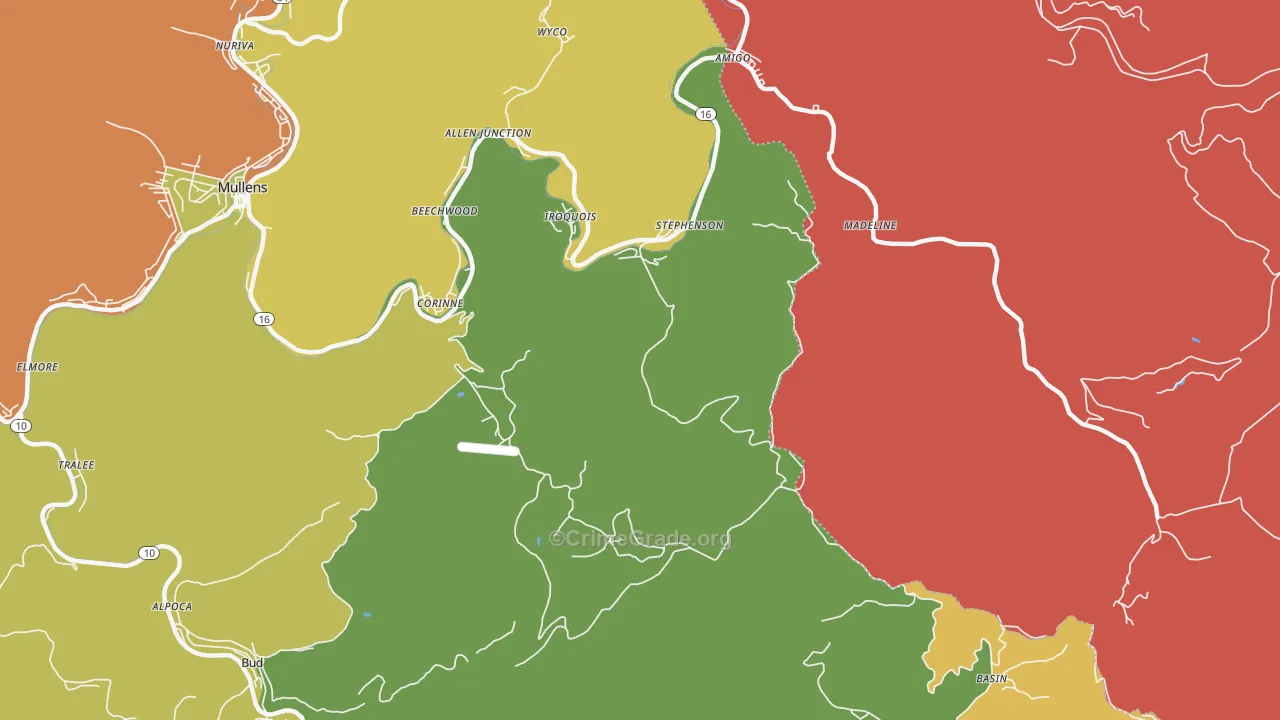 Stephenson, WV Map of Burglary Rates