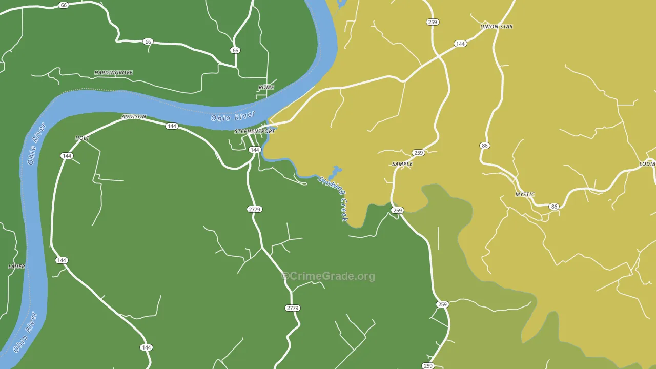 Stephensport, KY Map of Burglary Rates
