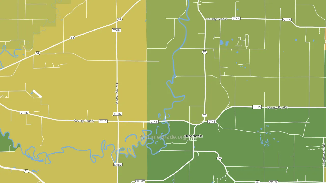 Stephensville, WI Map of Burglary Rates
