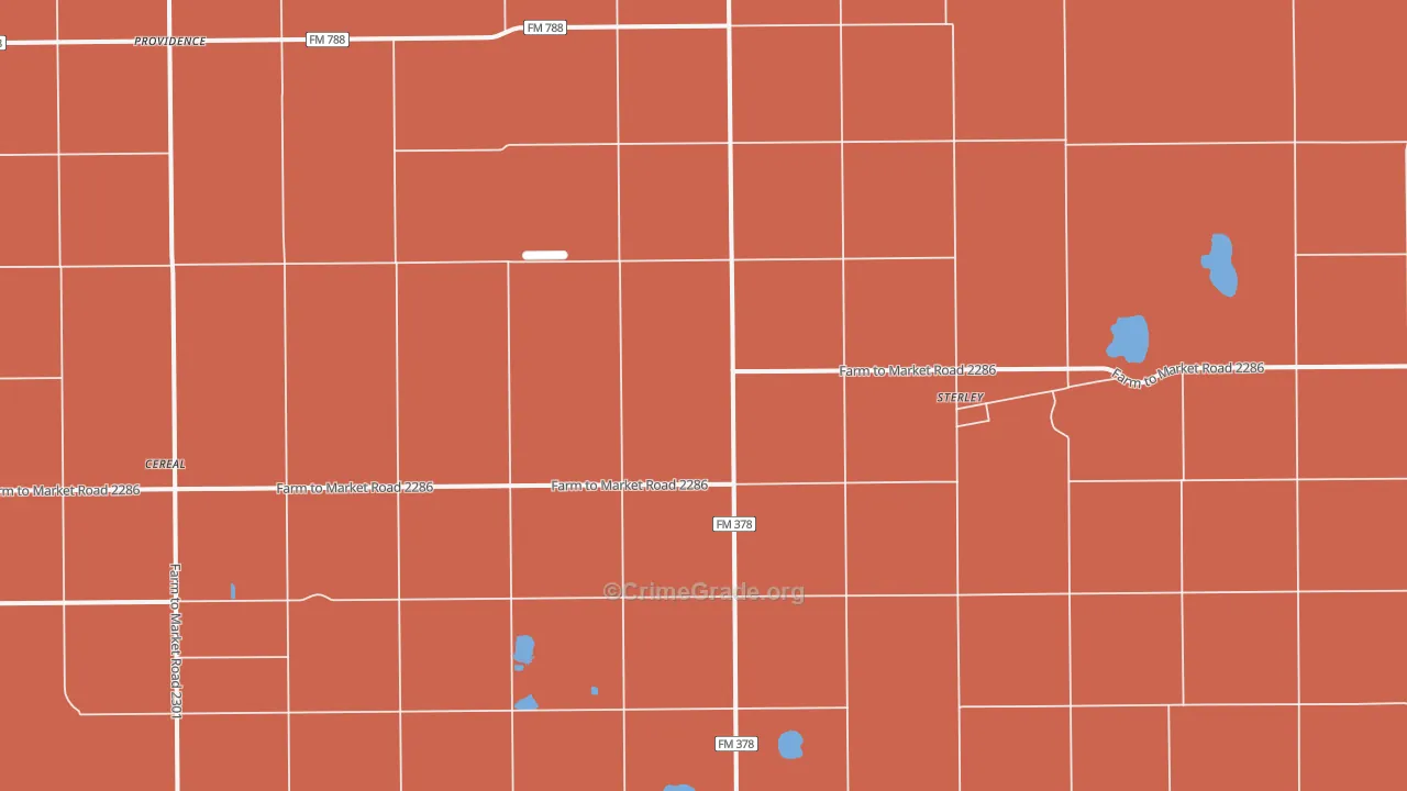 Sterley, TX Map of Burglary Rates
