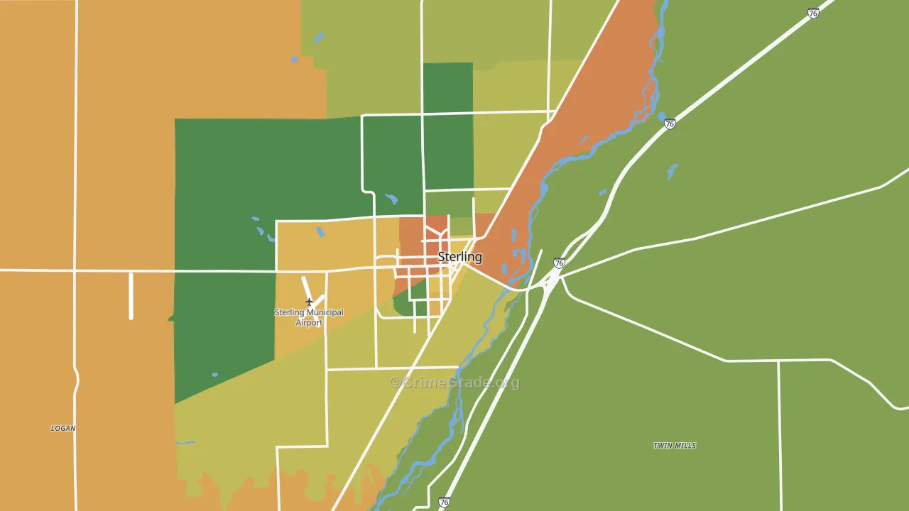 Sterling, CO Map of Burglary Rates