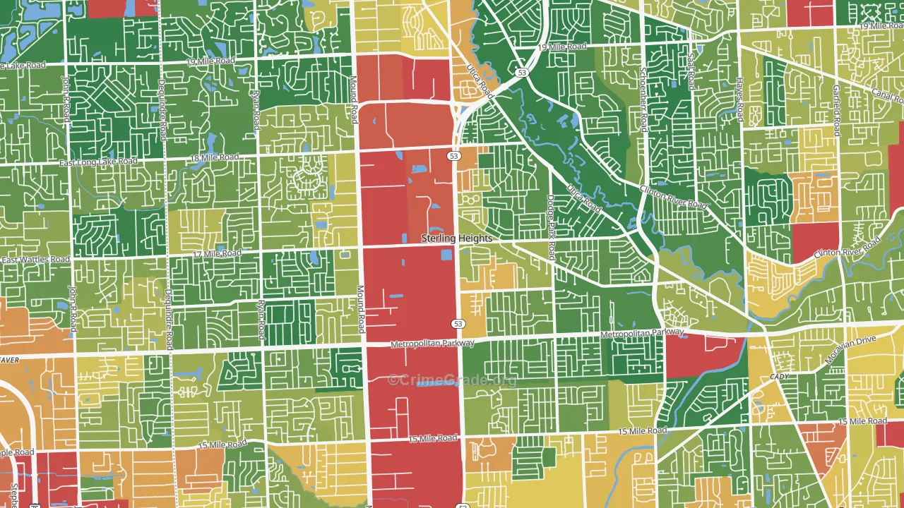 Sterling Heights, MI Map of Burglary Rates