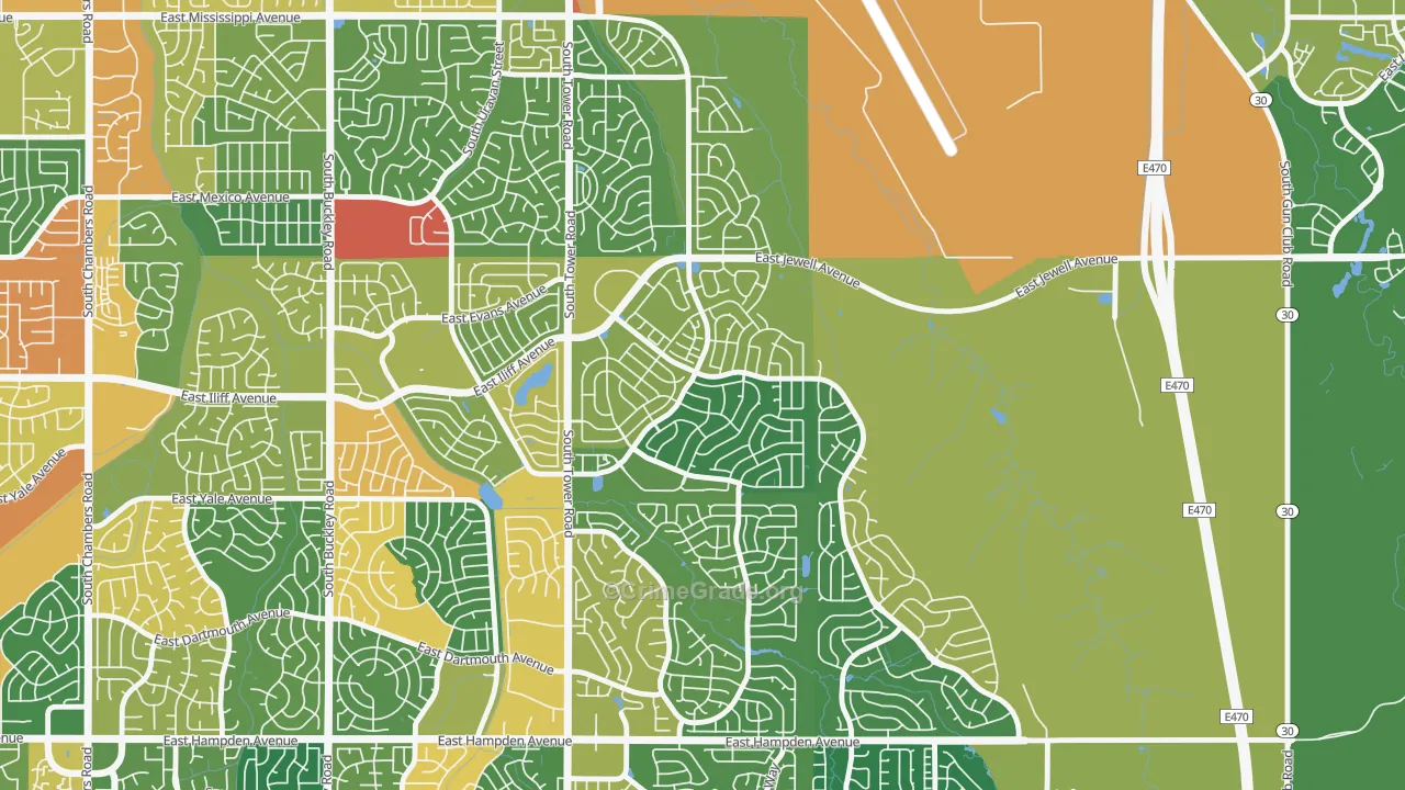Sterling Hills, Aurora, CO Map of Burglary Rates