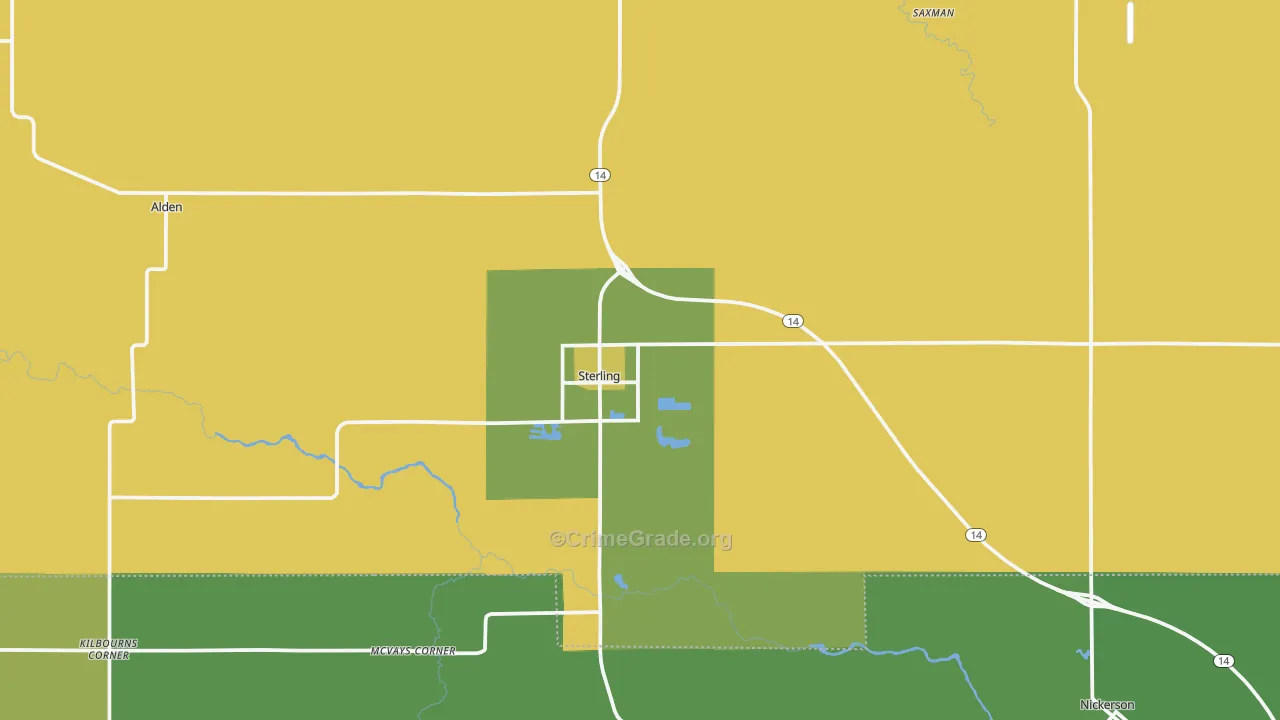 Sterling, KS Map of Burglary Rates