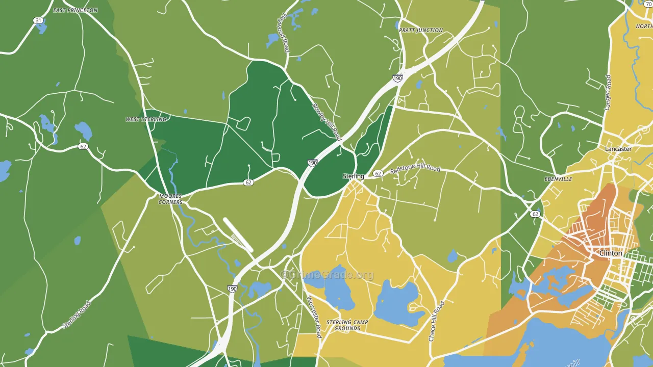 Sterling, MA Map of Burglary Rates