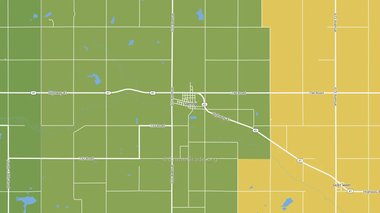 Sterling, NE Map of Burglary Rates