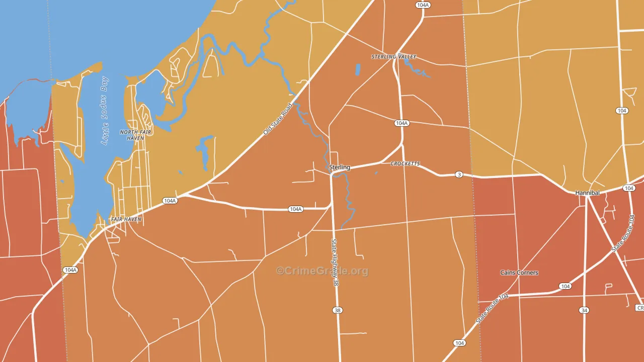 Sterling, NY Map of Burglary Rates
