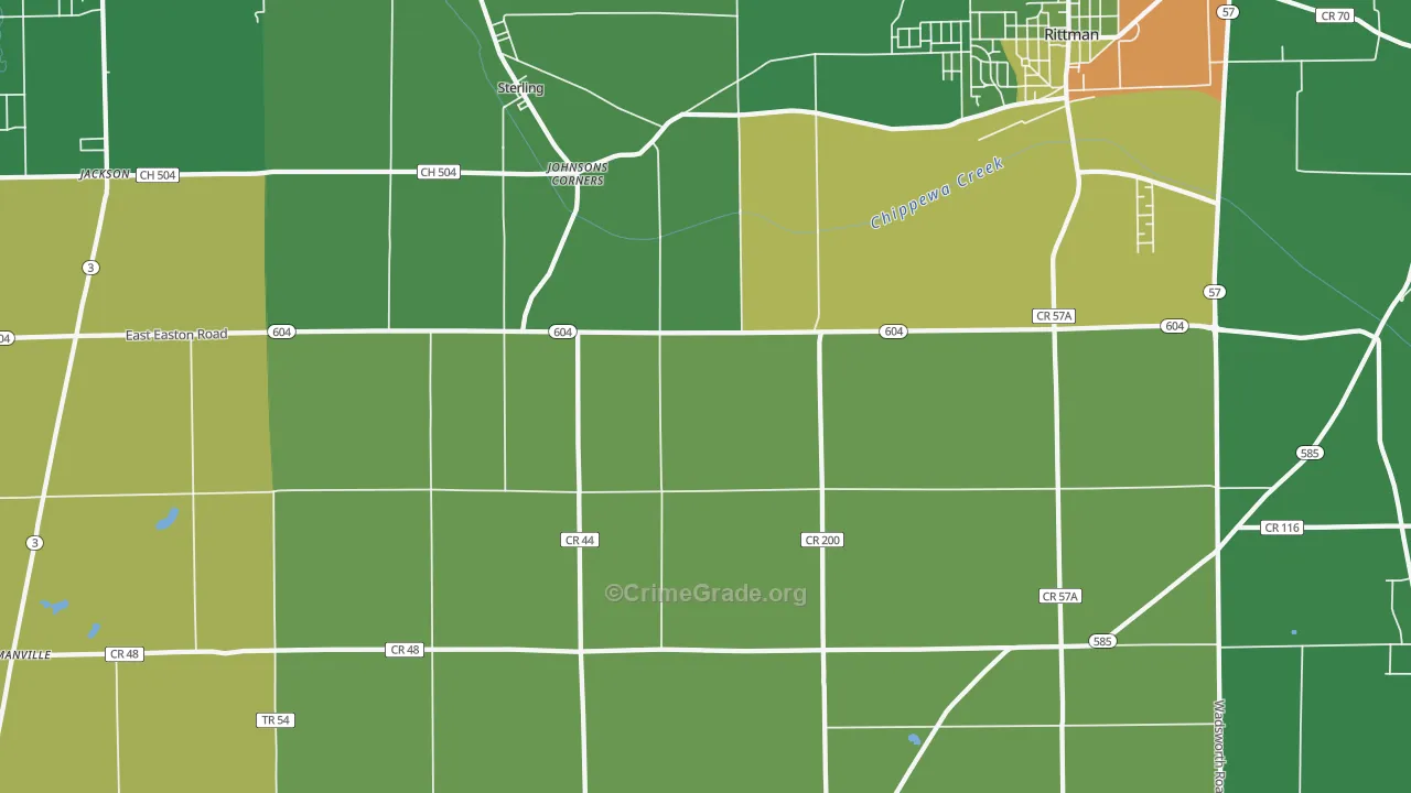 Sterling, OH Map of Burglary Rates
