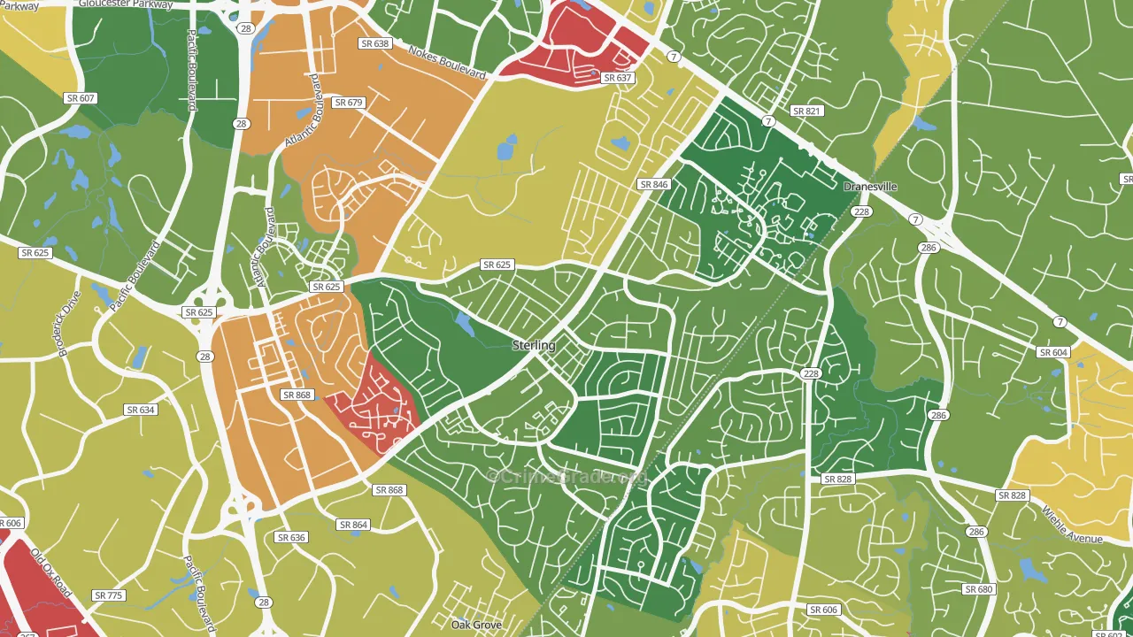 Sterling Park, Sterling, VA Map of Burglary Rates