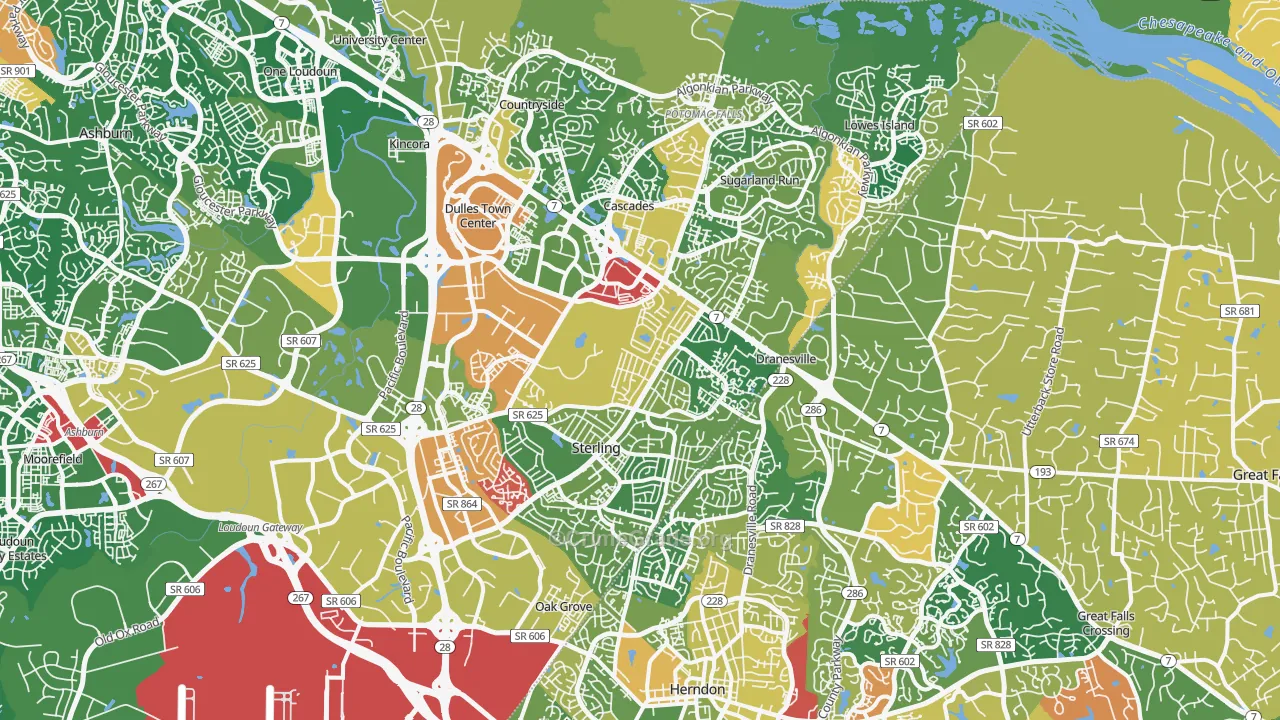 Sterling, VA Map of Burglary Rates