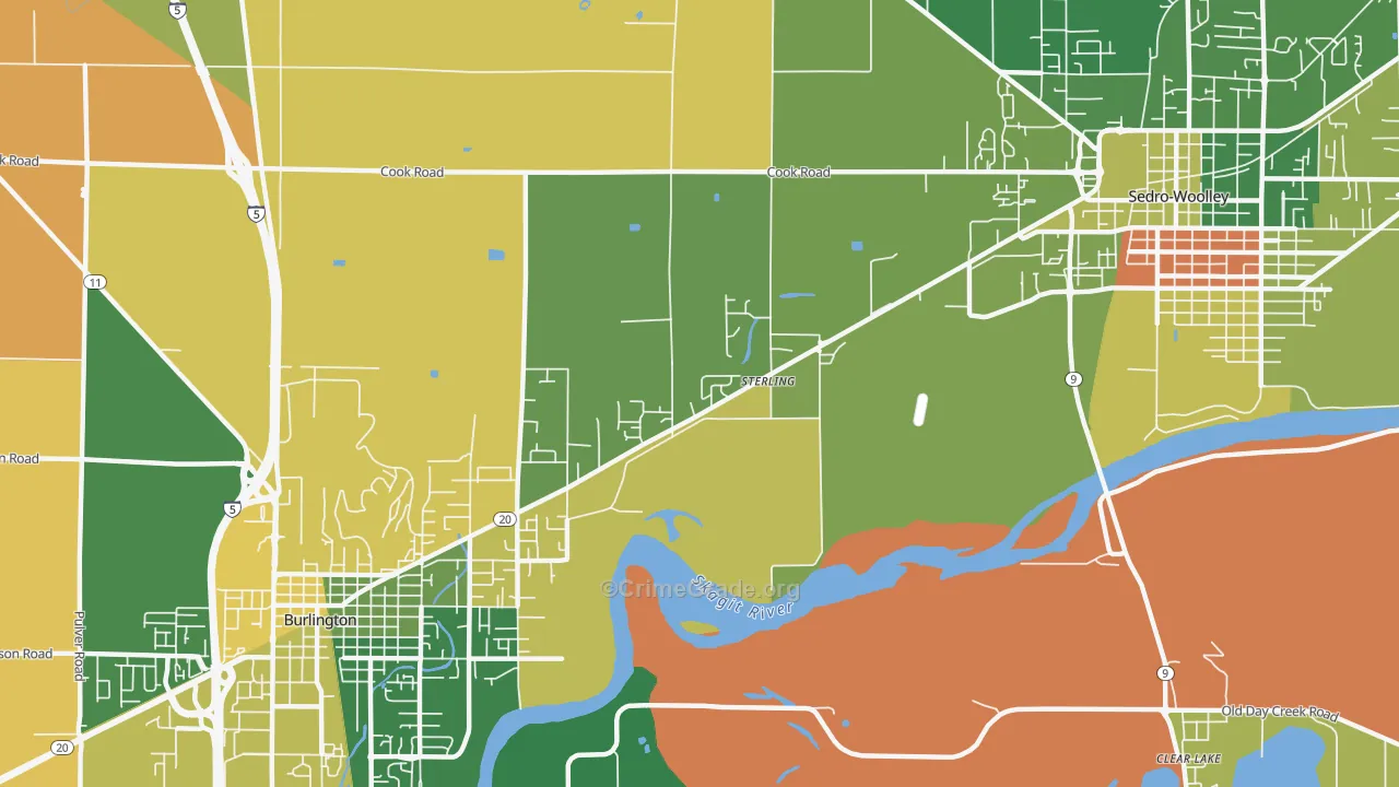 Sterling, WA Map of Burglary Rates
