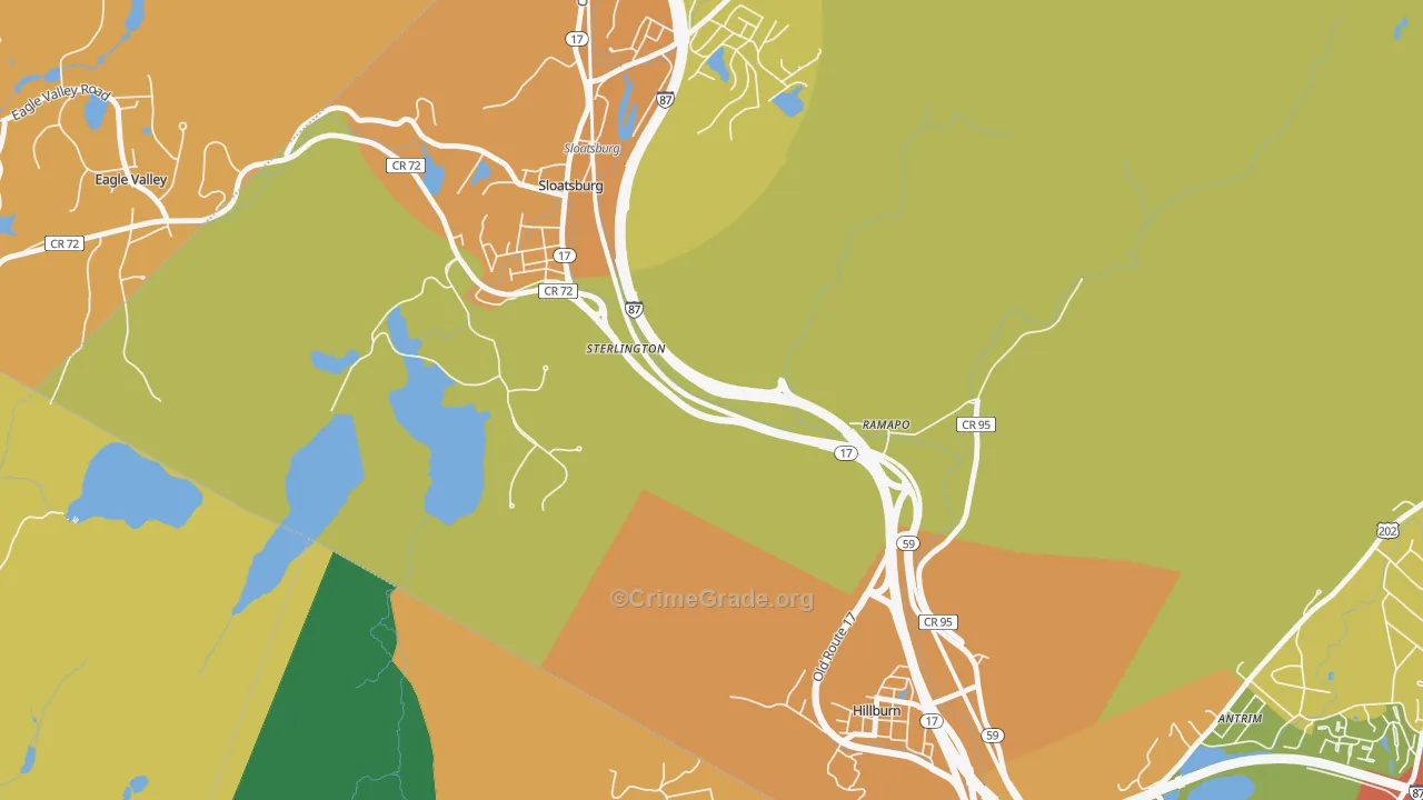 Sterlington, NY Map of Burglary Rates