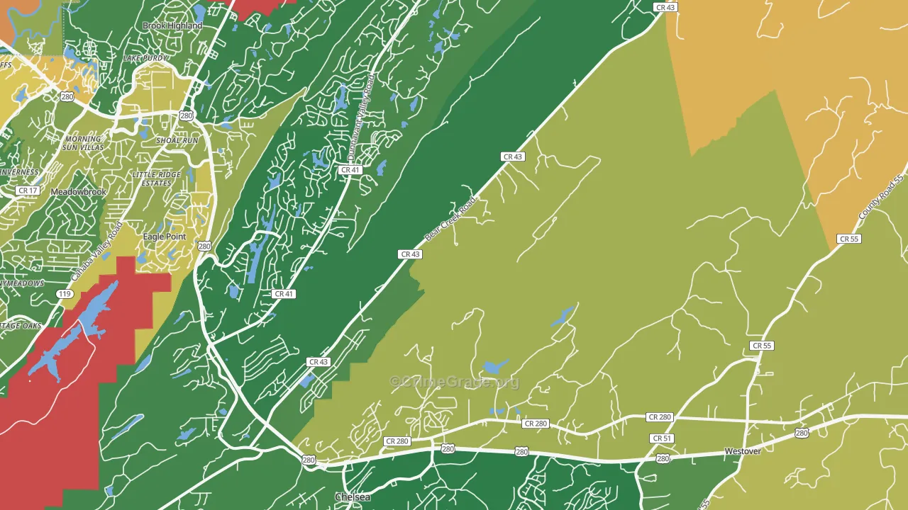 Sterrett, AL Map of Burglary Rates