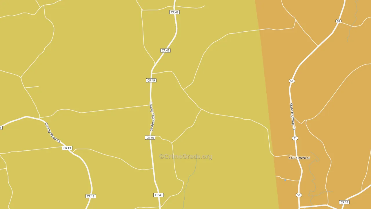 Stetsonville, NY Map of Burglary Rates