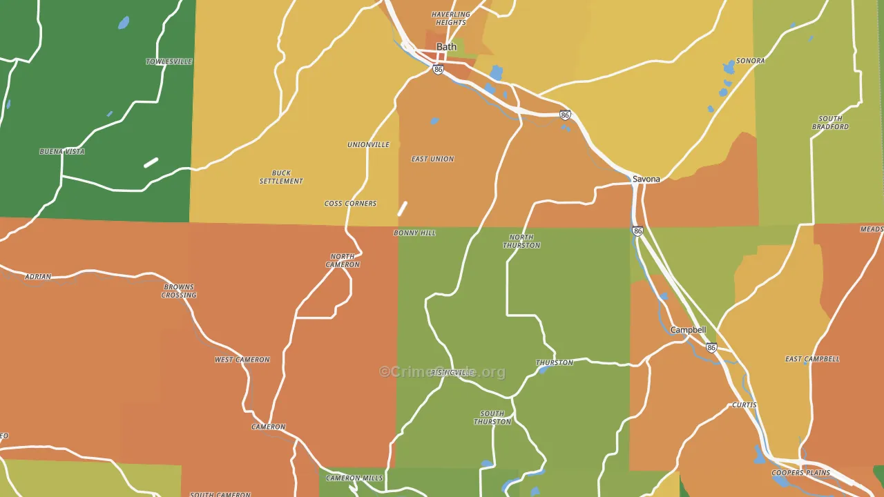 Steuben County, NY Map of Burglary Rates