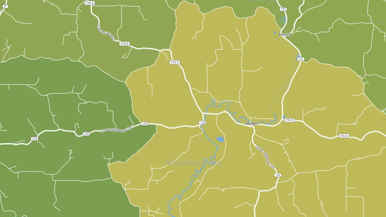 Steuben, WI Map of Burglary Rates
