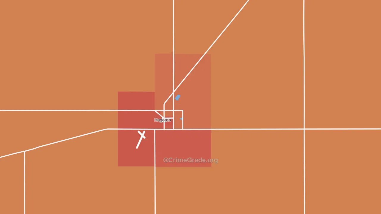 Stevens County, KS Map of Burglary Rates