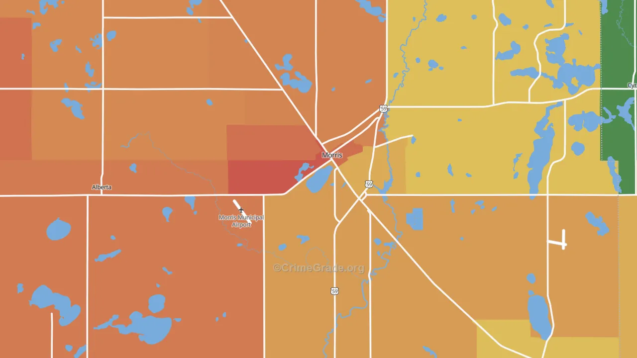 Stevens County, MN Map of Burglary Rates