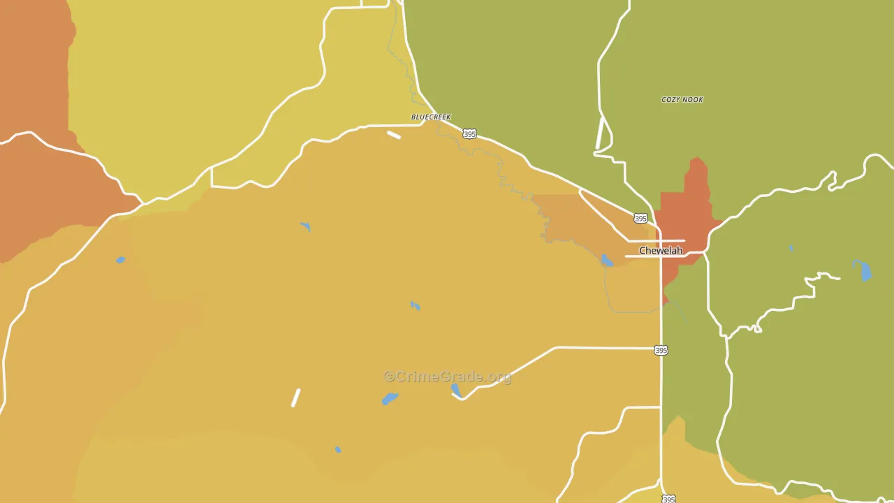 Stevens County, WA Map of Burglary Rates