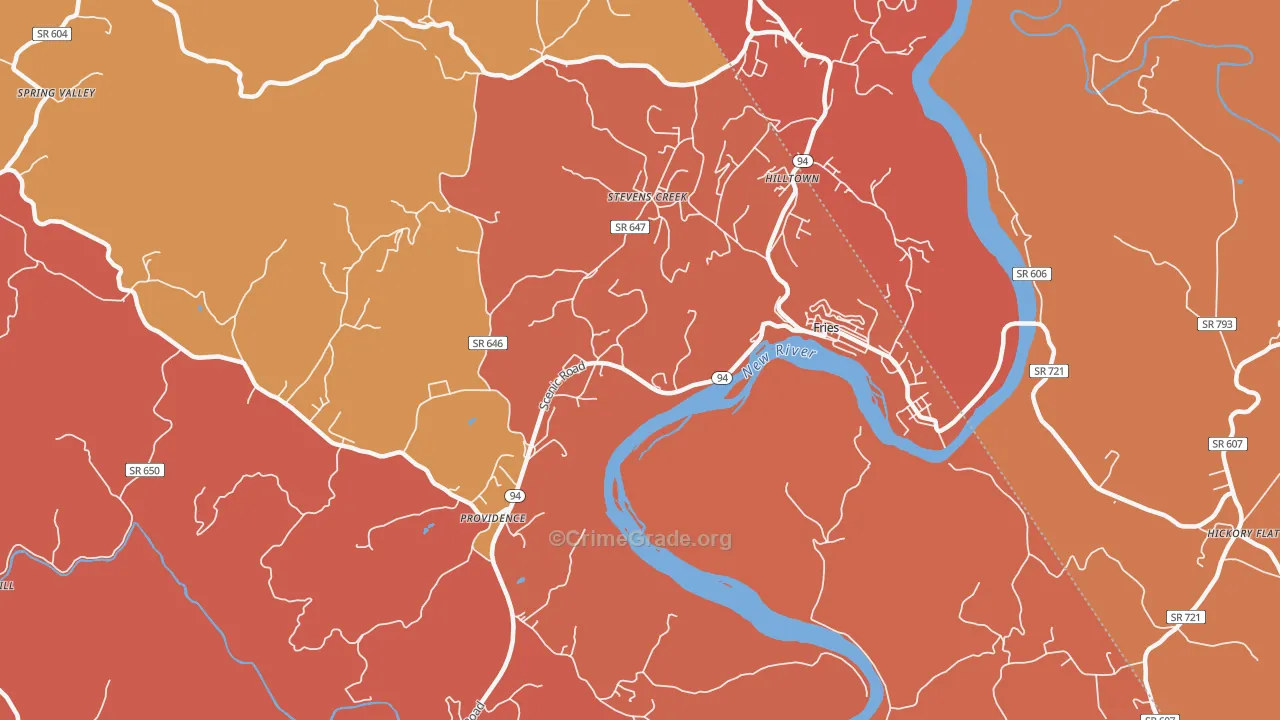 Stevens Creek, VA Map of Burglary Rates