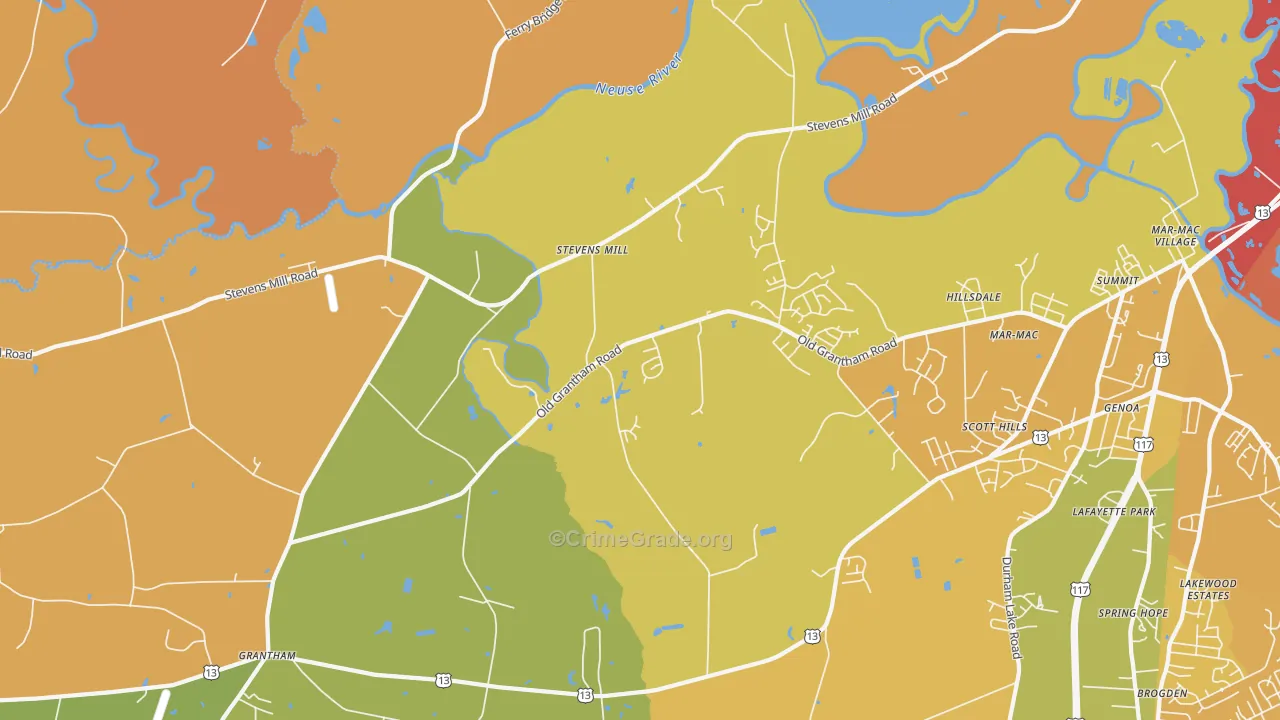 Stevens Mill, NC Map of Burglary Rates