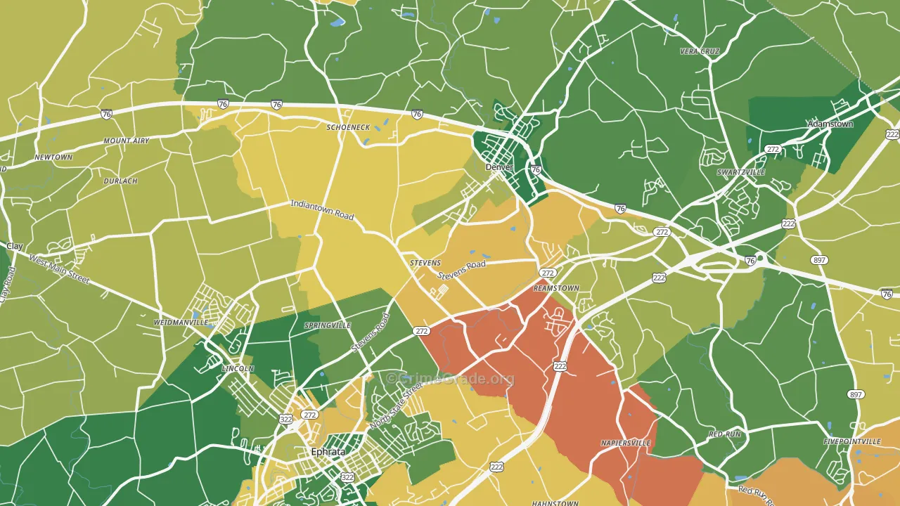 Stevens, PA Map of Burglary Rates