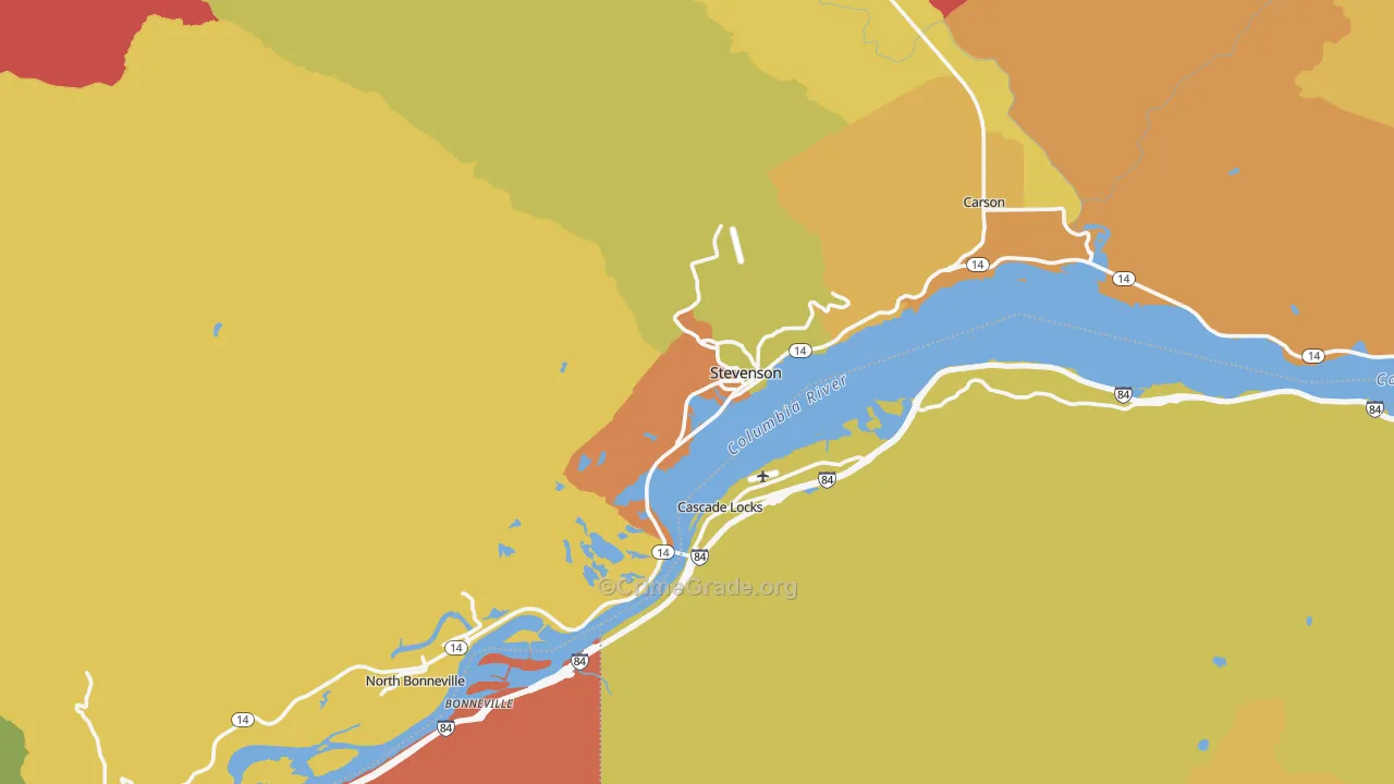 Stevenson, WA Map of Burglary Rates