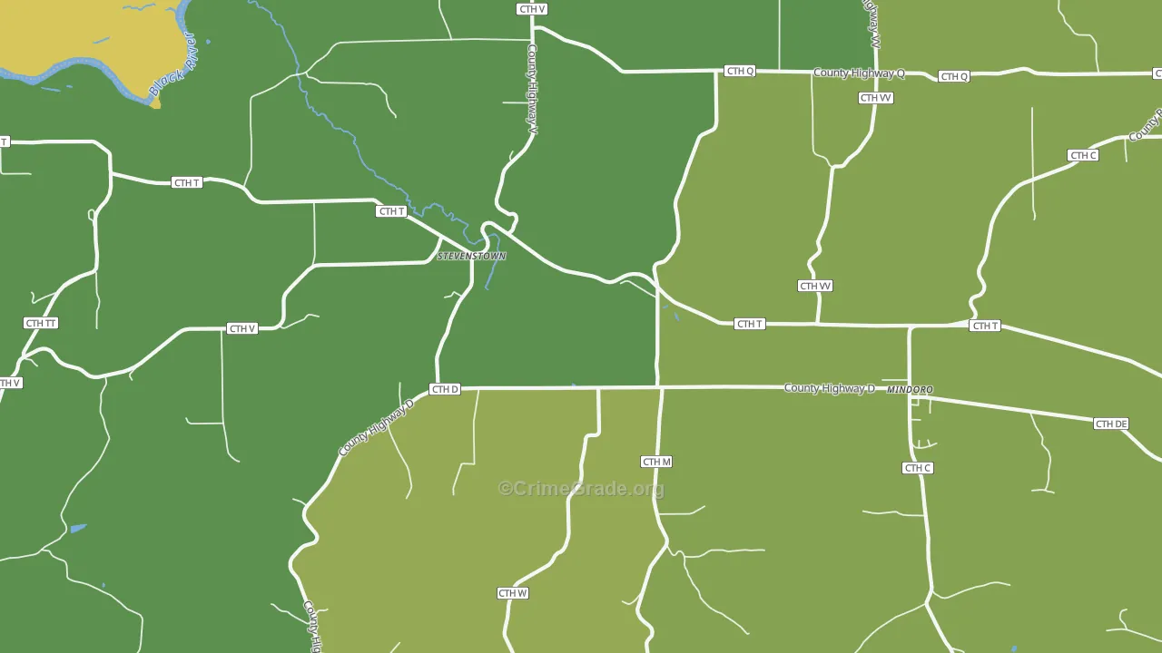 Stevenstown, WI Map of Burglary Rates