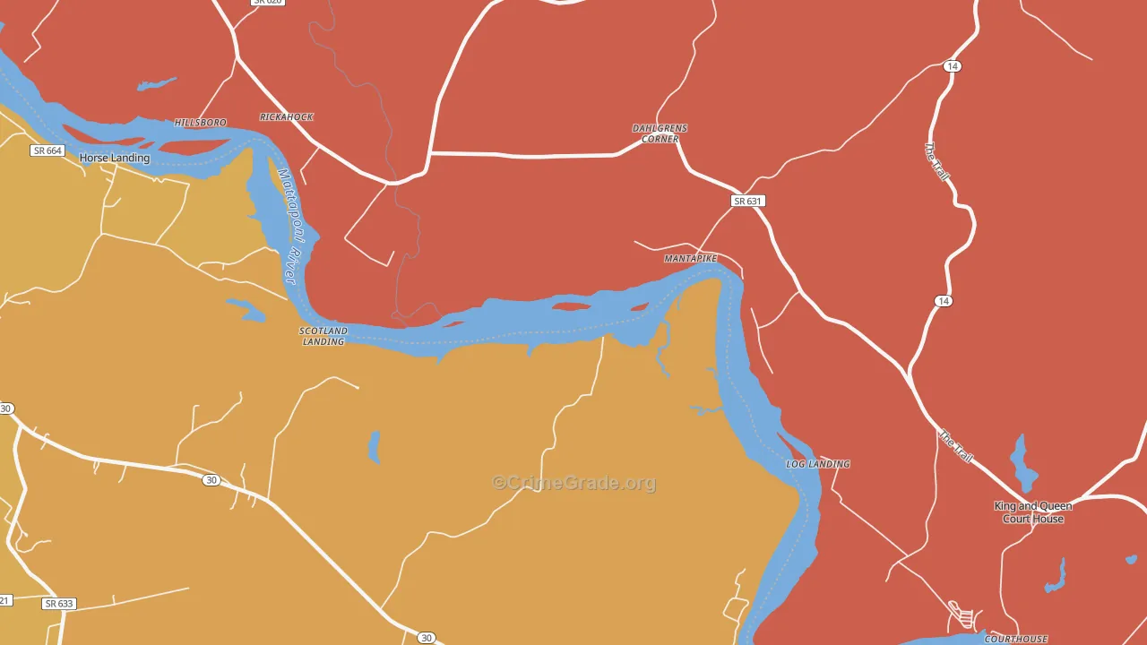 Stevensville, VA Map of Burglary Rates