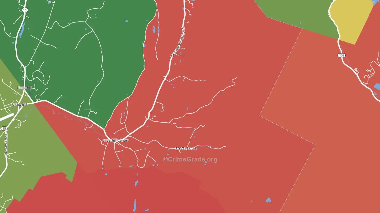 Stevensville, VT Map of Burglary Rates