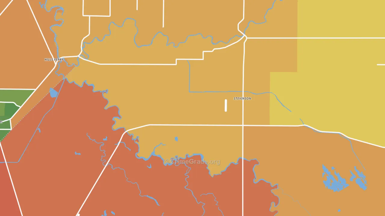 Stevinson, CA Map of Burglary Rates