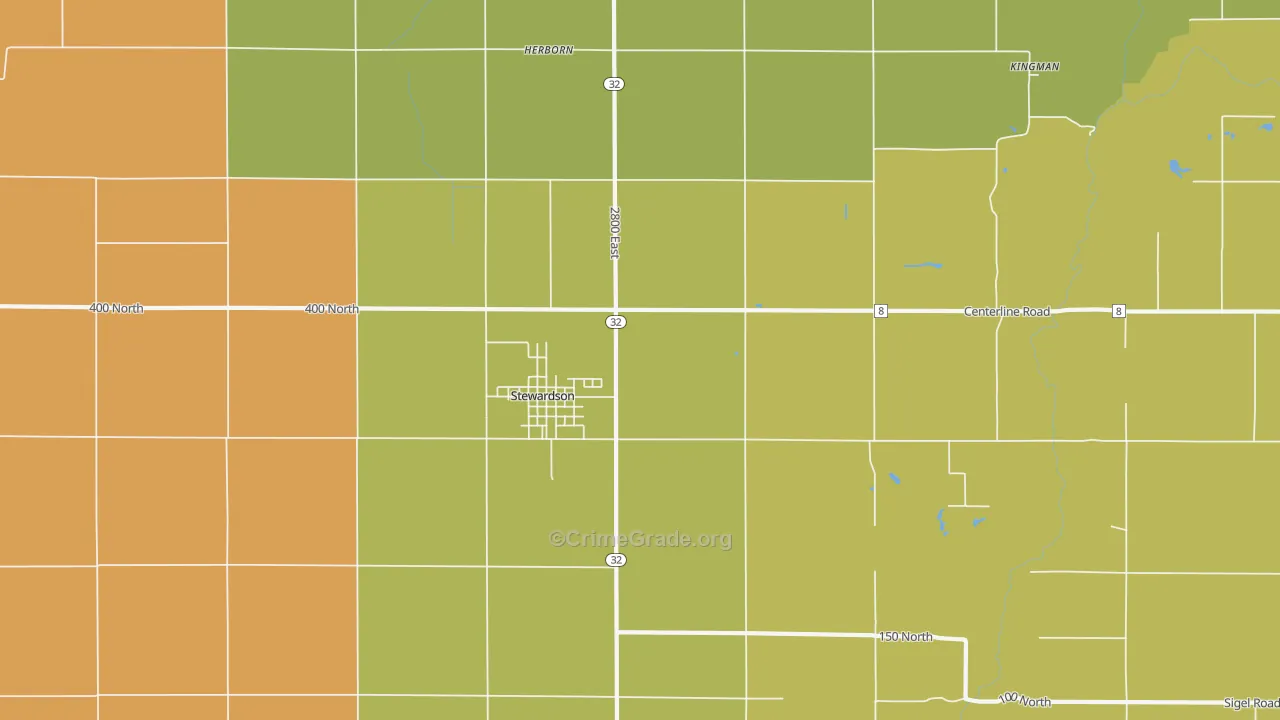 Stewardson, IL Map of Burglary Rates