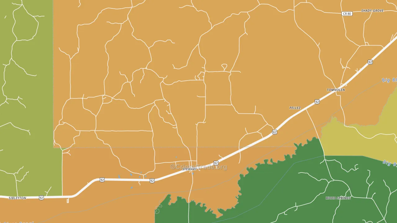 Stewart, MS Map of Burglary Rates