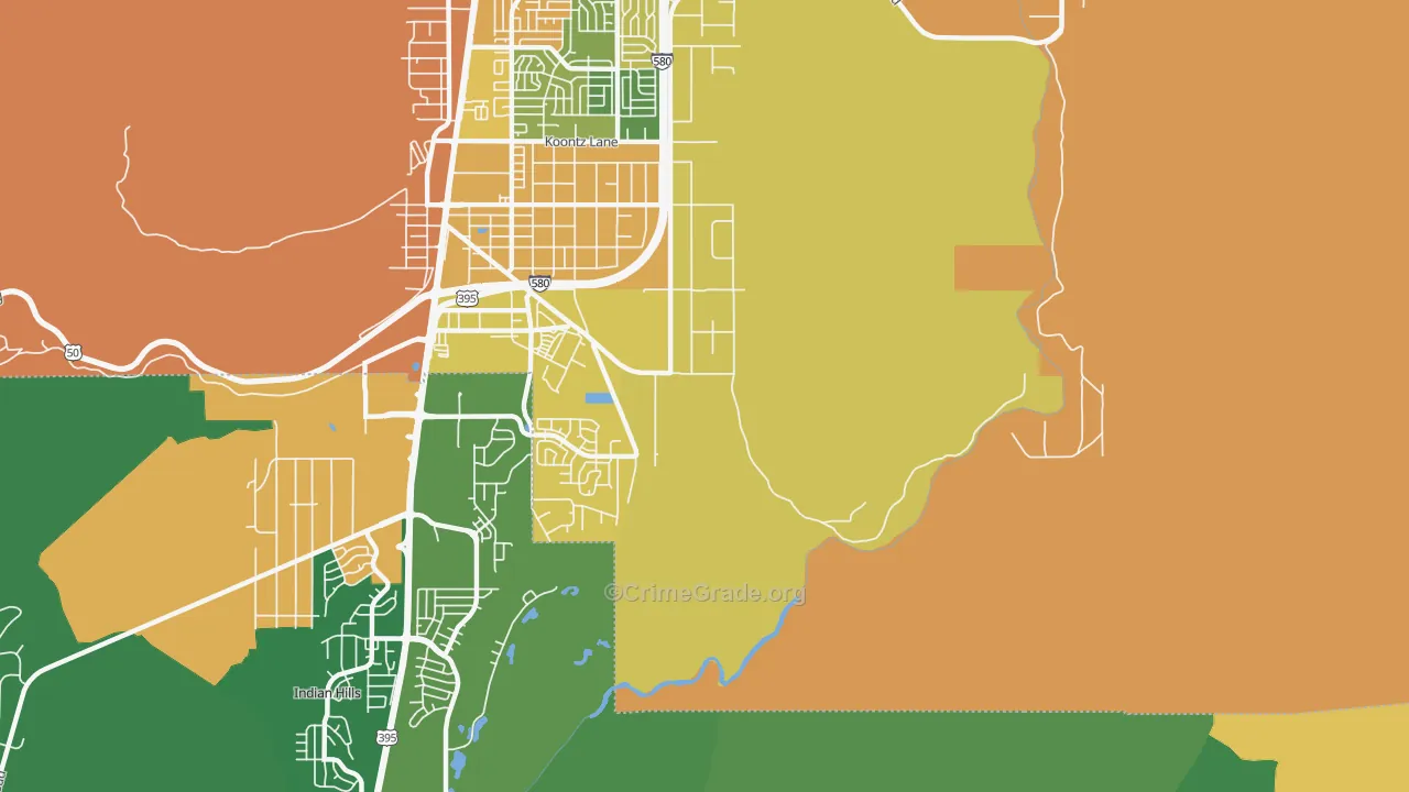 Stewart, NV Map of Burglary Rates