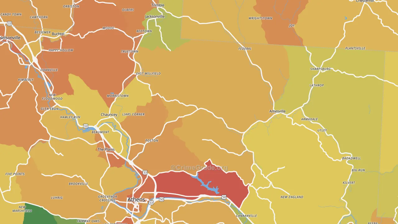 Stewart, OH Map of Burglary Rates