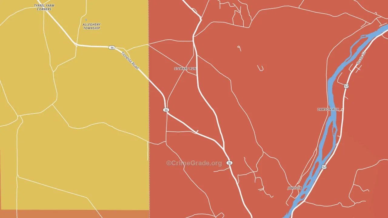 Stewart Run, PA Map of Burglary Rates
