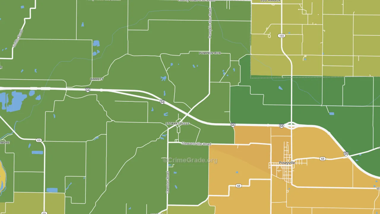 Stewartsville, IN Map of Burglary Rates