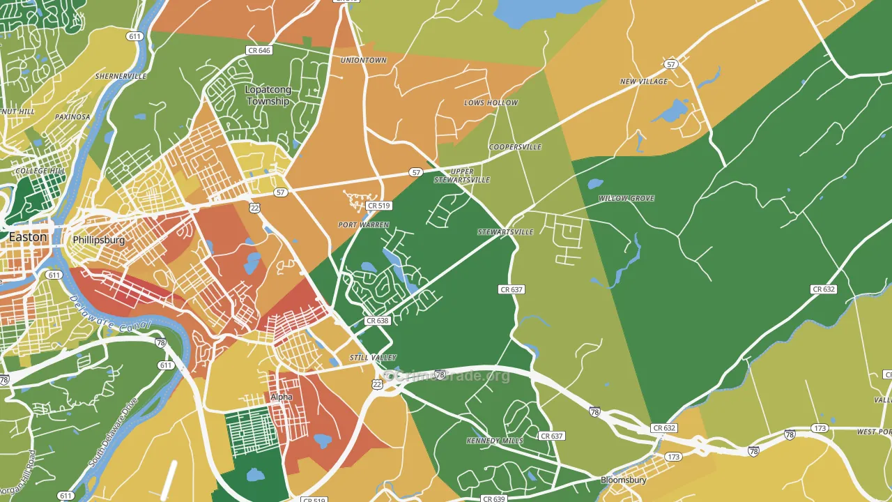Stewartsville, NJ Map of Burglary Rates