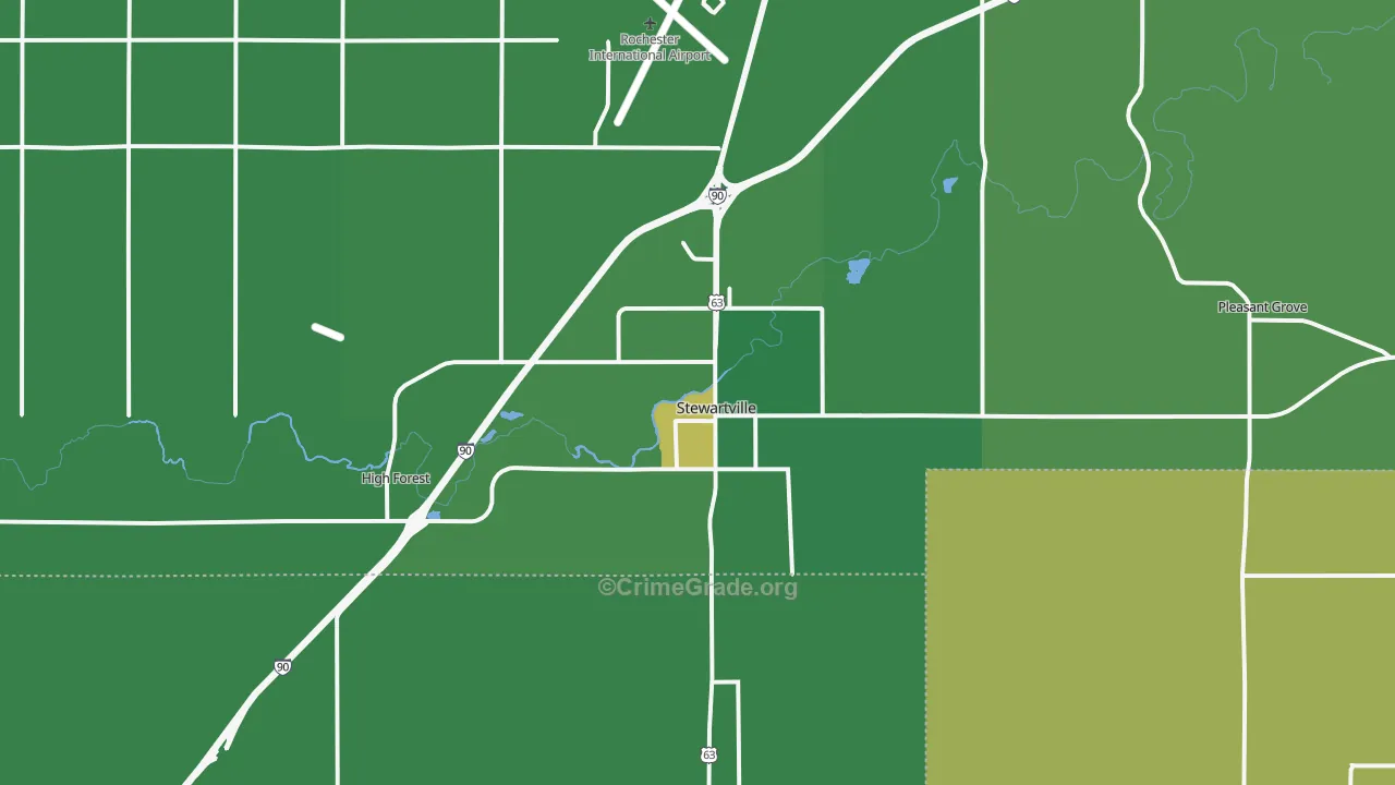 Stewartville, MN Map of Burglary Rates