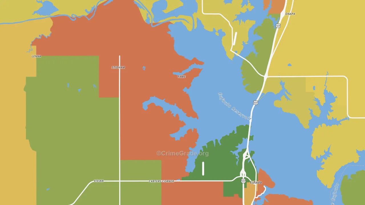 Stidham, OK Map of Burglary Rates