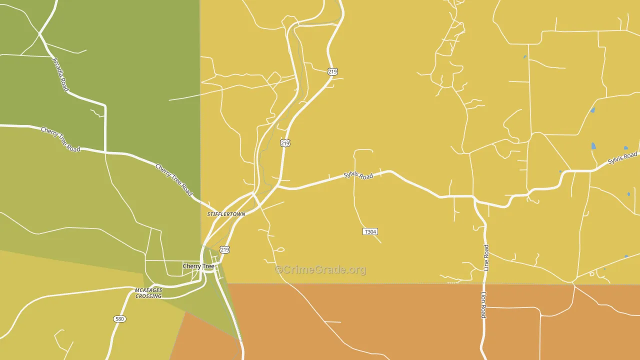 Stifflertown, PA Map of Burglary Rates