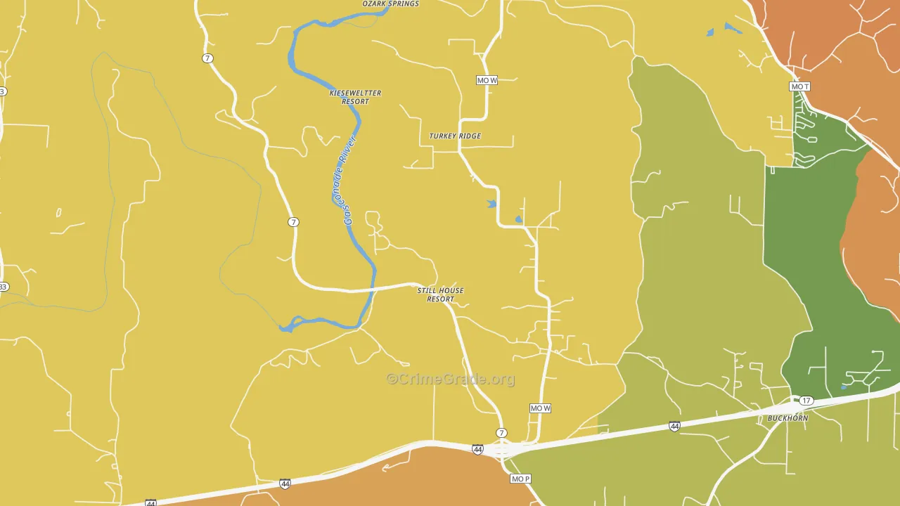 Stillhouse Springs, MO Map of Burglary Rates