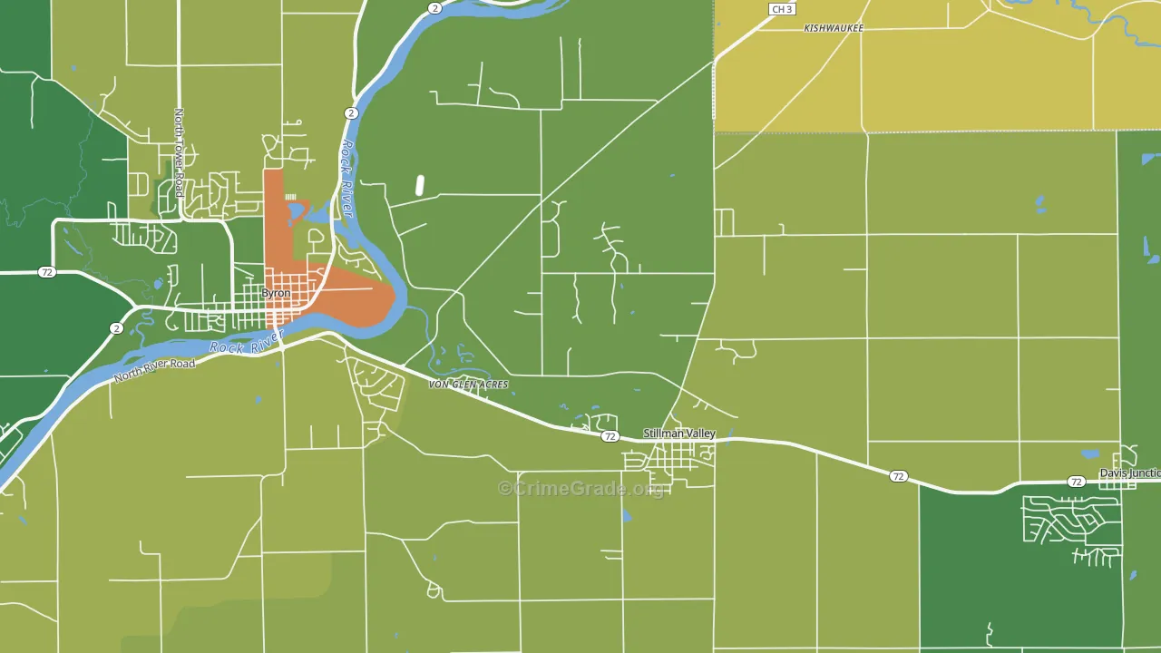Stillman Valley, IL Map of Burglary Rates