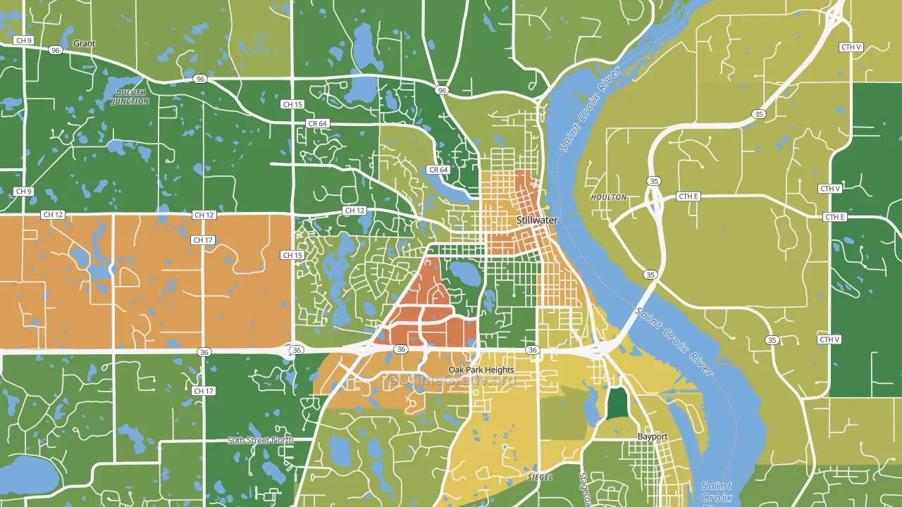 Stillwater, MN Map of Burglary Rates