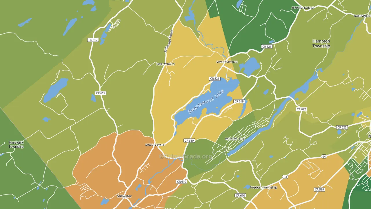 Stillwater, NJ Map of Burglary Rates