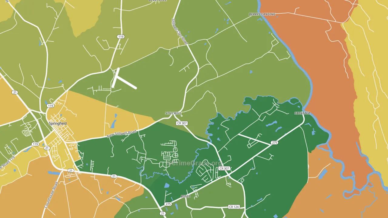Stillwell, GA Map of Burglary Rates