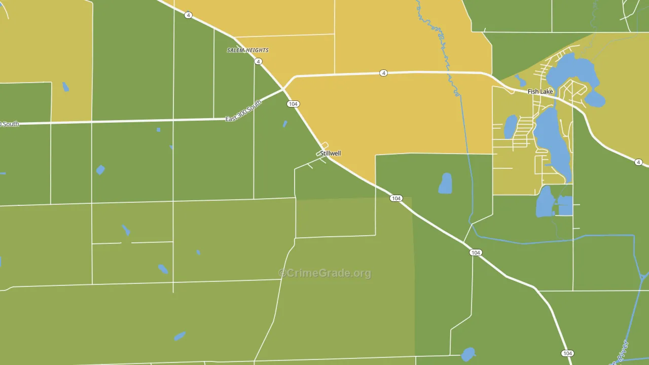 Stillwell, IN Map of Burglary Rates